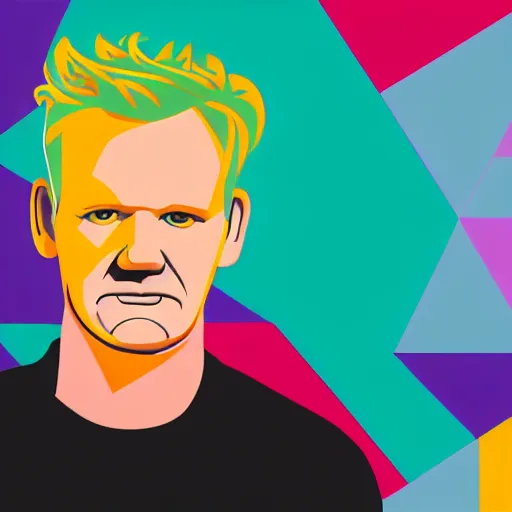 Image similar to a portrait of gordon ramsay stylized by geometric shapes, rounded corners, candy colors