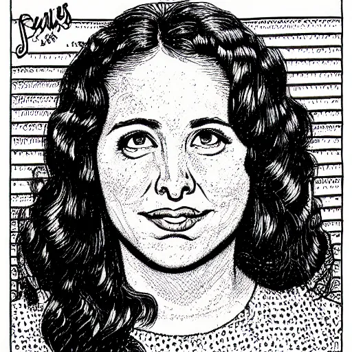 Image similar to a portrait illustration of Juliet Lewis drawn by ROBERT CRUMB