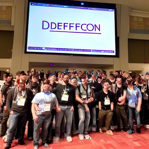 Image similar to A bunch of nerds at DEF CON linecon