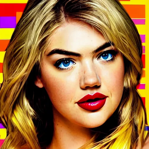 Image similar to abstract pop art of kate upton, vivid colors, high definition