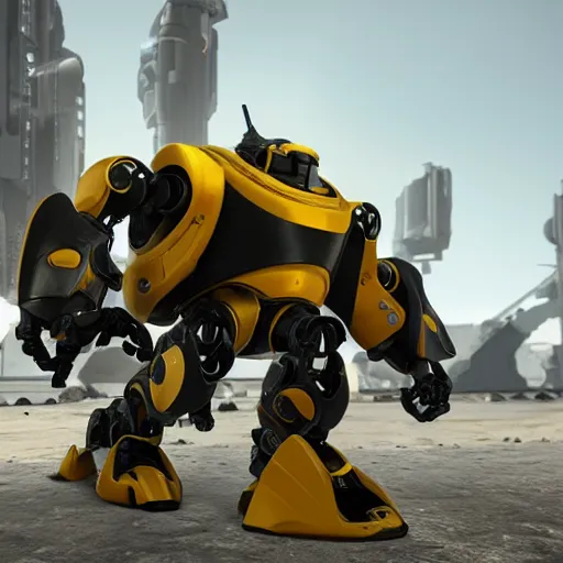 Image similar to hard surface, robotic platform, based on bumblebee, unreal engine