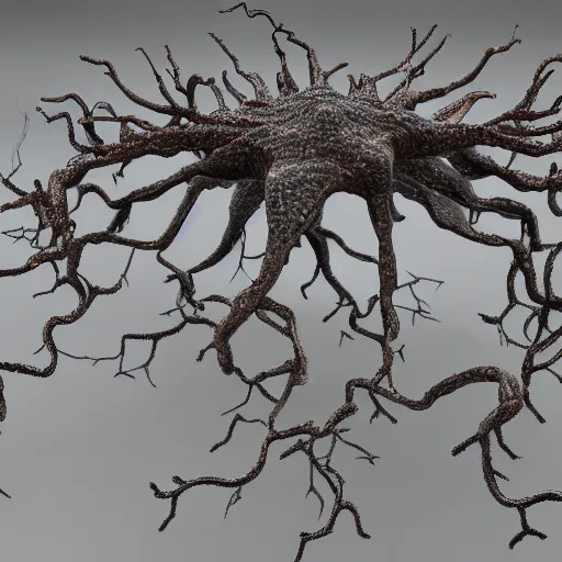 Image similar to army of neuron dendritic monster, t - pose, hyperrealistic, hyperdetailed, vray, 5 5 mm