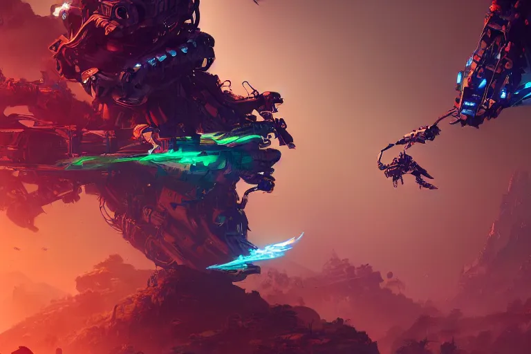 Image similar to strider machine mecanical creature robot of horizon forbidden west horizon zero dawn bioluminiscence global illumination ray tracing hdr fanart arstation by ian pesty and alena aenami artworks in 4 k