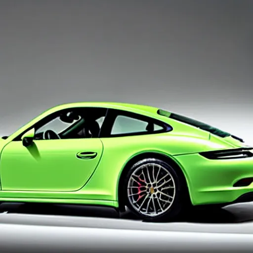 Prompt: a porsche made out of a bumpy pickle,