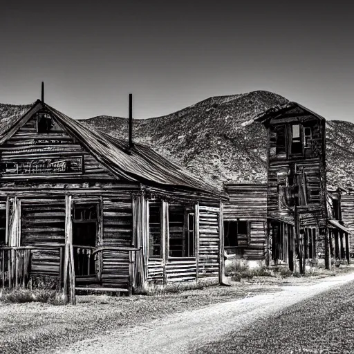 Image similar to an old west ghost town, by ivan albright