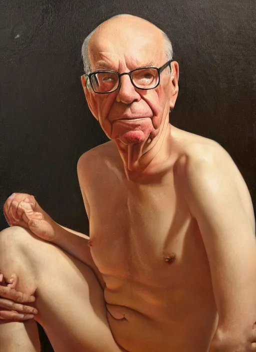 Prompt: highly detailed oil painting of rupert murdoch wearing a bikini | very intricate | cinematic lighting | award - winning | watermelon kimono fashion by alexander mcqueen | by roberto ferri, by tom bagshaw, by j. c. leyendecker and klimt, american romanticism, by austin osman spare, artstation, cgsociety, official art, octane