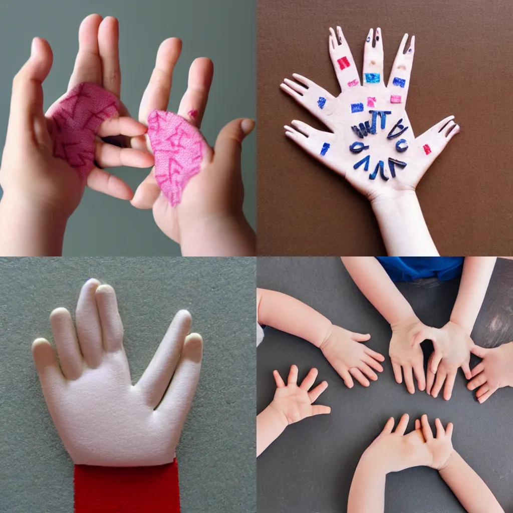 Prompt: an hand made out of little hands