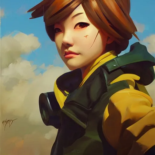 Prompt: greg manchess portrait painting of chihiro as overwatch character, medium shot, asymmetrical, profile picture, organic painting, sunny day, matte painting, bold shapes, hard edges, street art, trending on artstation, by huang guangjian and gil elvgren and sachin teng