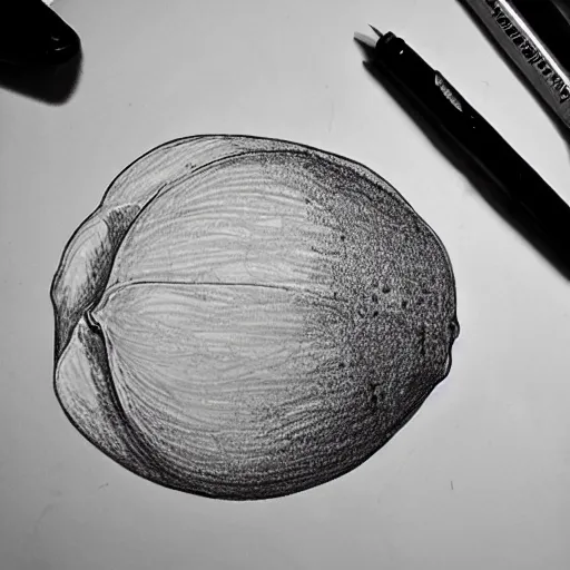 Image similar to professional liner sketch of a lemon