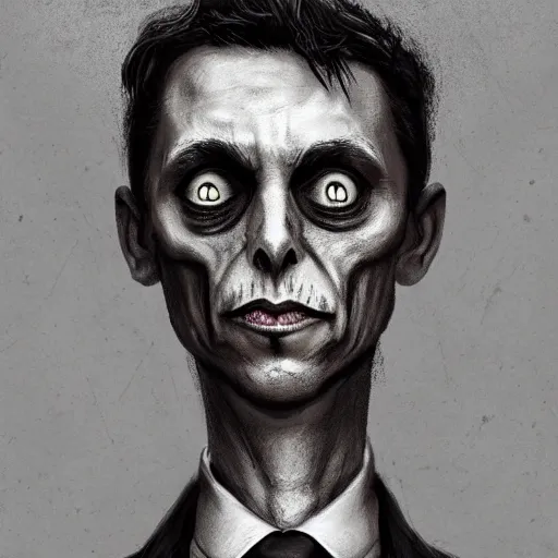 Image similar to michael karcz grunge drawing of elon musk. , in the style of corpse bride, loony toons style, horror themed, detailed, elegant, intricate, trending on artstation, 4k