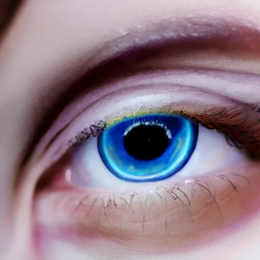 Image similar to (((((((( film still of a human eye in rainbow rue : realistic skin, realistic eye lashes : 8K UHD !!!!!!