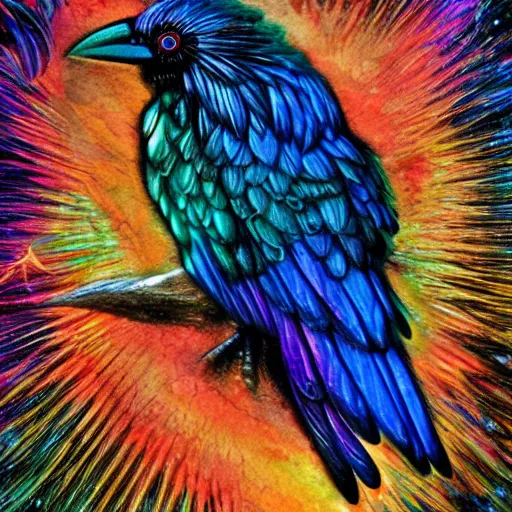 Image similar to rainbow cosmic raven