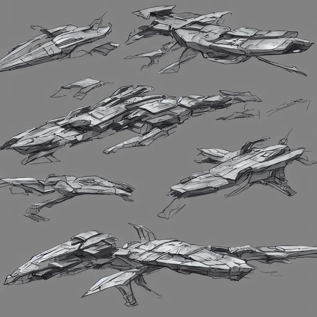 Image similar to combat spaceship concept art