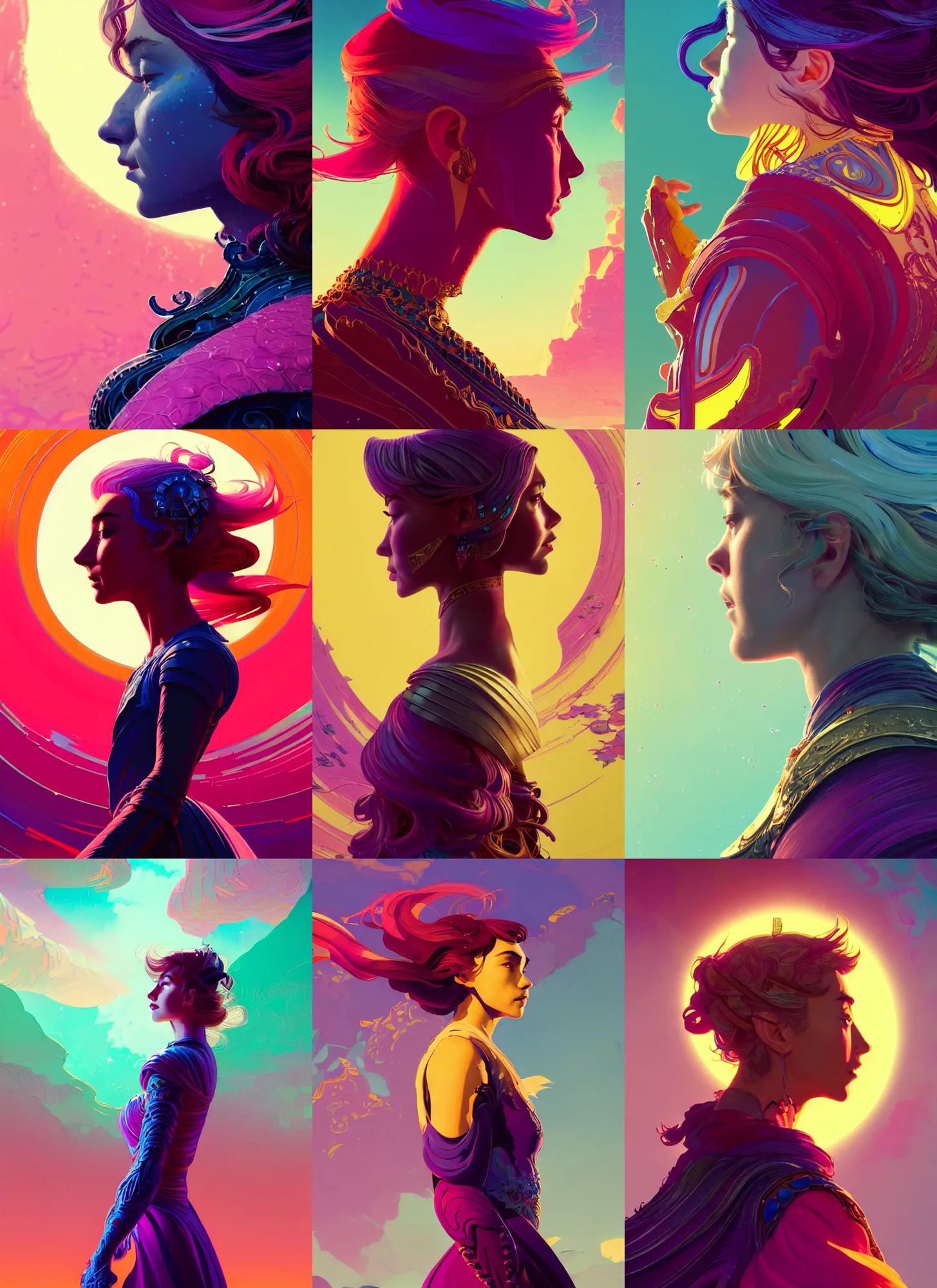 Prompt: side profile centered painted portrait, Imogen Poots as a Paladin, D&D, matte painting concept art, beautifully backlit, official fanart, colourful, swirly vibrant color lines, winning-award masterpiece, fantastically gaudy, aesthetic octane render, 8K HD Resolution, by Victo Ngai and Kilian Eng and Jake Parker and ilya kuvshinov and Cushart Krentz and Gilleard James, 4k, HDR, Trending on artstation, Behance, award winning