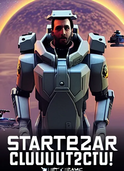 Image similar to star citizen game cult recruitment poster