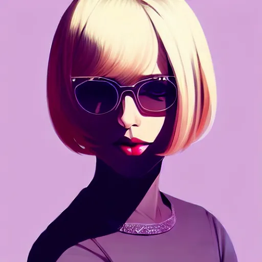 Prompt: urban girl fanart, blond bob haircut, muted colors, matte print, pastel colors, ornate, digital art, cute smile, digital painting, fan art, elegant, pixiv, by ilya kuvshinov