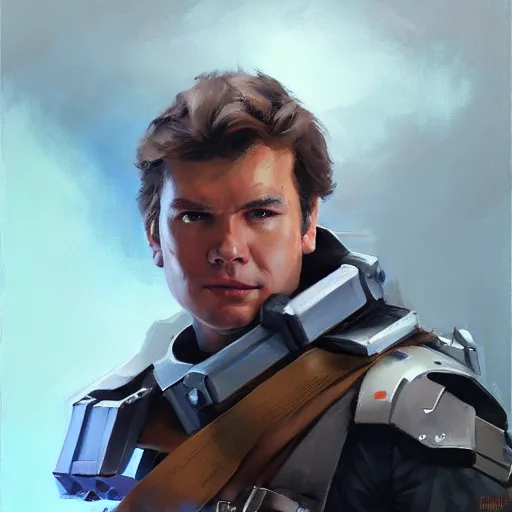 Image similar to greg manchess portrait painting of armored han solo as overwatch character, medium shot, asymmetrical, profile picture, organic painting, sunny day, matte painting, bold shapes, hard edges, street art, trending on artstation, by huang guangjian and gil elvgren and sachin teng