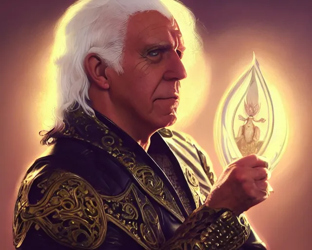 Prompt: photography of ric flair, deep focus, d & d, fantasy, intricate, elegant, highly detailed, digital painting, artstation, concept art, matte, sharp focus, illustration, hearthstone, art by artgerm and greg rutkowski and alphonse mucha