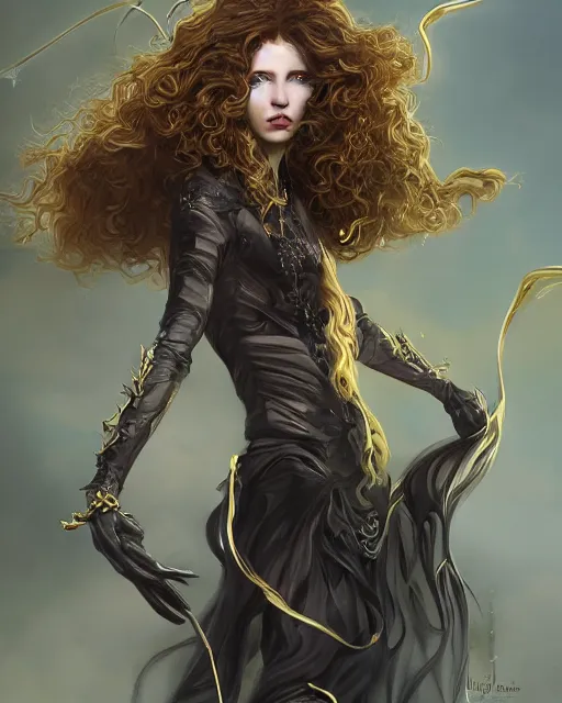 Prompt: if gilded black obsidian glass was a pretty androgynous albino prince, long fluffy golden blonde curly hair, digital painting, sci-fi setting, symmetrical features, Daniel Gerhartz, high detail intricate, artstation, WLOP, Artgerm, J. Scott Campbell; Olivia De Berardinis, Daniel Gerhartz, jack kirby, mysterious vibes