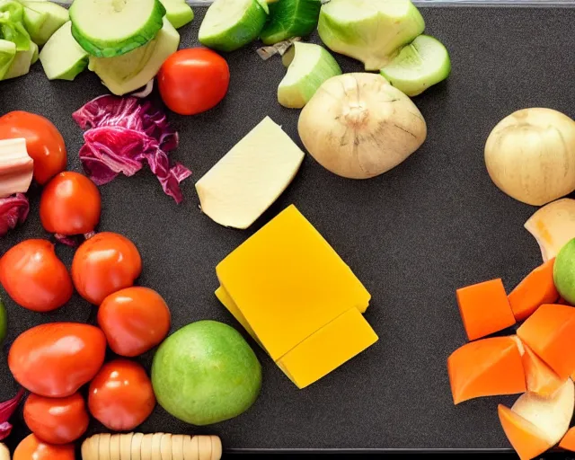 Prompt: 9 0 degrees fov, first person point of view of me chopping vegetables on a chopping board