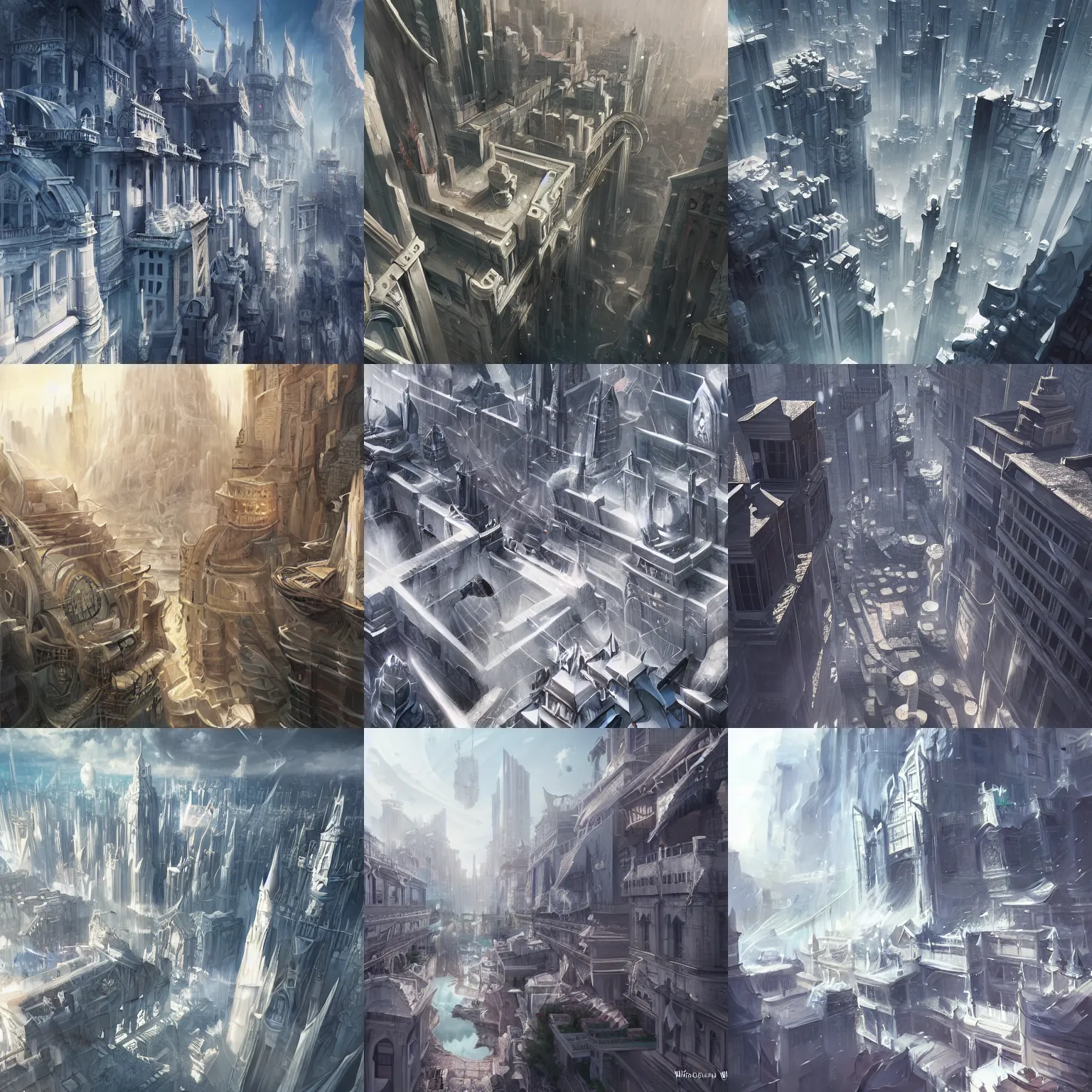 Prompt: city, fantasy, town, metropolis, white marble, white stone, fantasy art, sharp, very very very very beautiful, unreal engine, hyper detailed, anime style, by wlop