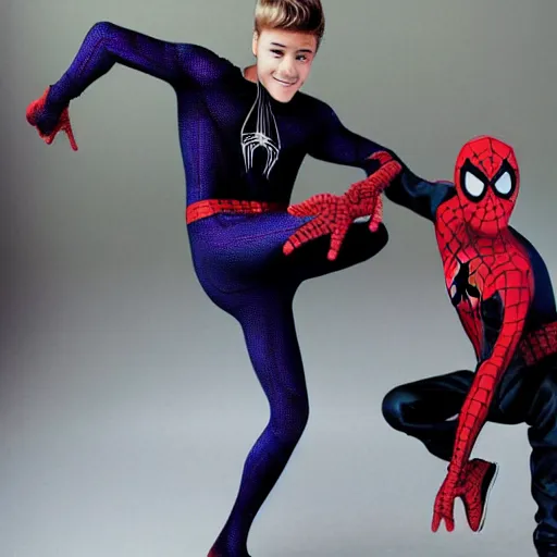 Prompt: Justin Bieber as Spiderman