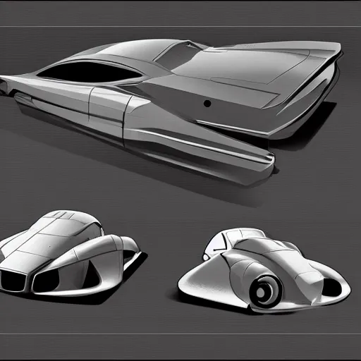 Image similar to illustration of hardsurface form practice, big medium small, syd mead