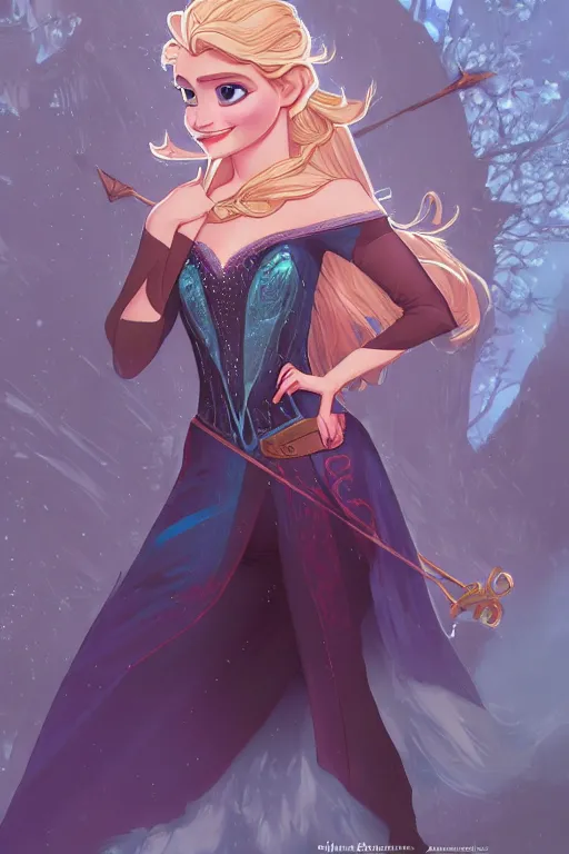 Image similar to elsa from frozen as steampunk, red hair, high fantasy, dnd, smooth, sharp focus, illustration, highly detailed, digital painting, artstation, concept art, by disney animation, rossdraws, alphonse mucha, frank fanzzeta, collectible card art