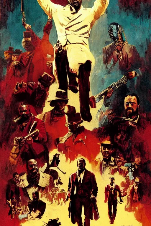 Prompt: Movie poster of Django Unchained, by frank frazetta, ilya repin, 8k, hd, high resolution print