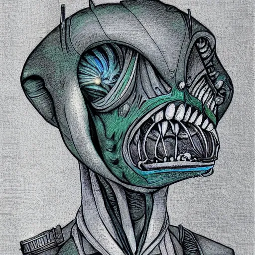 Image similar to packtrick Woodroffe, random art of alien