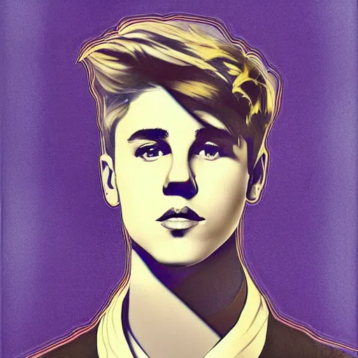 Image similar to art nouveau portrait of justin bieber