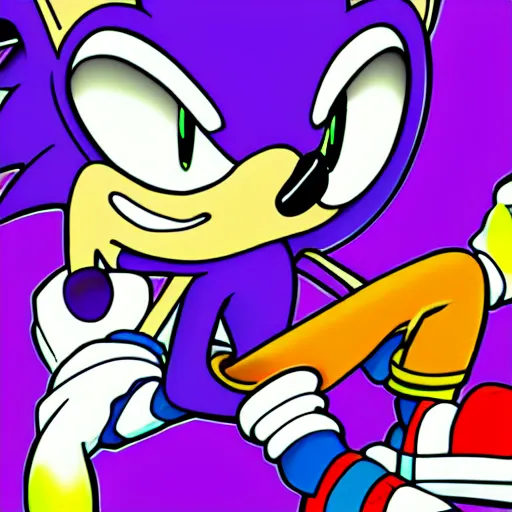 Image similar to sonic the hedgehog, album cover, mixtape cover, dj smokey, soudiere, comic style, beats, music, purple, green