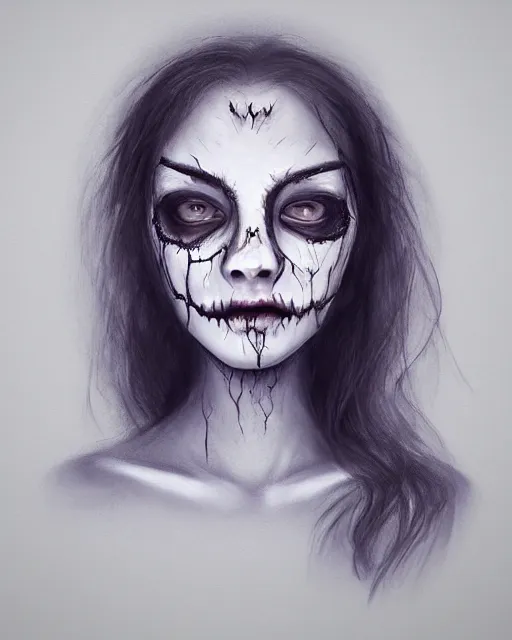 Prompt: detailed portrait ghost Girl, undead, nightime, painted, Perfect face, fine details, realistic shaded, fine-face, pretty face