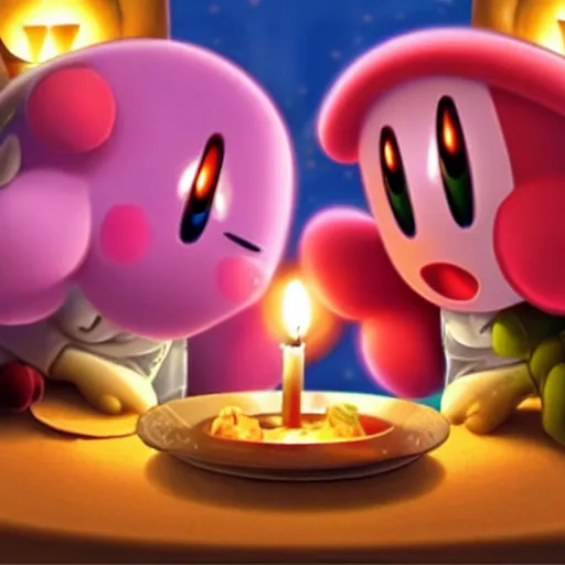 Image similar to kirby romantic dinner, candlelight