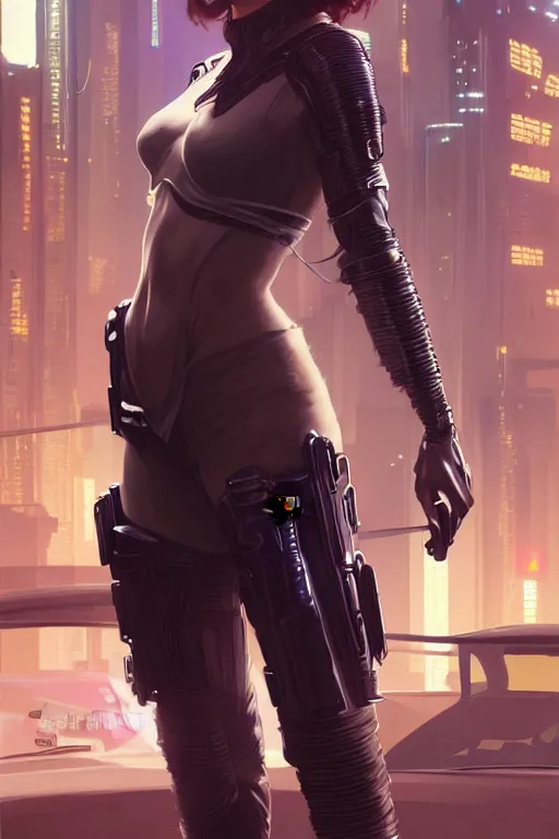 Prompt: a short hair beautiful girl in a cyberpunk costume is standing near ford mustang, smiling. masterpiece 4k digital illustration by Ruan Jia and Mandy Jurgens and Artgerm and william-adolphe bouguereau, award winning, Artstation, art nouveau aesthetic, Alphonse Mucha background, intricate details, realistic, panoramic view, Hyperdetailed, 8k resolution, intricate art nouveau