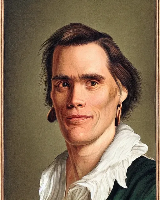 Prompt: a portrait of jim carrey age 2 5, painting by john james audubon