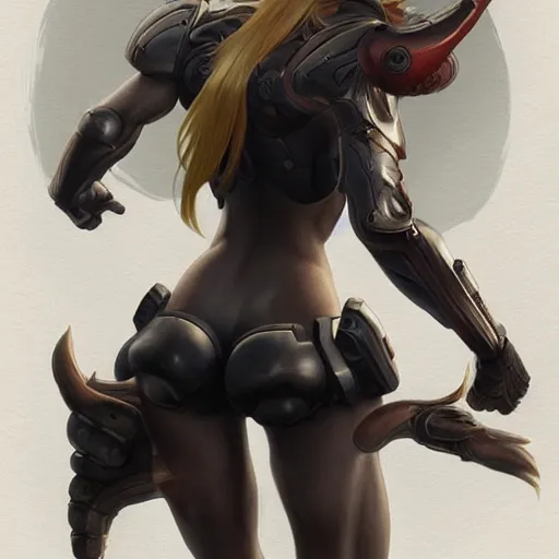 Image similar to samus aran with as a witch showing has her big back muscles, highly detailed, digital painting, artstation, concept art, matte, sharp focus, illustration, art by artgerm and greg rutkowski and alphonse mucha