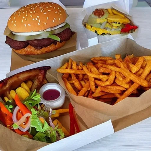 Prompt: 🍔🌭🥪🍕🍟