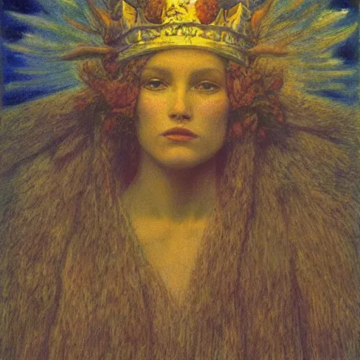 Prompt: beautiful portrait of a midsommar queen, dramatic lighting, jean delville