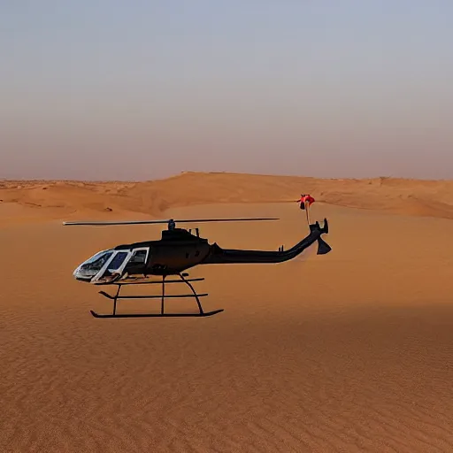 Image similar to helicopter in the shape of a camel, Saudi, realistic photograph