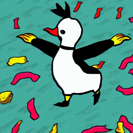 Image similar to dancing duck in anime style