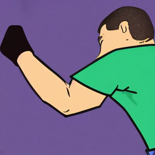 Image similar to a wikihow illustration of a man punching himself