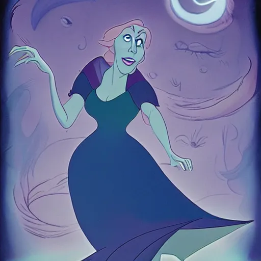 Image similar to ursula the sea witch, by glen keane, disney, boris johnson