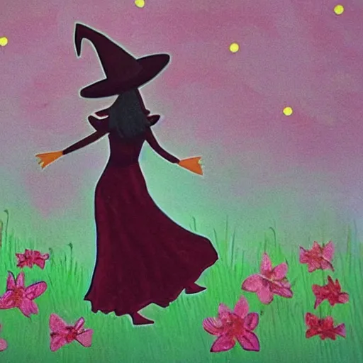 Image similar to A witch dancing on a bloom