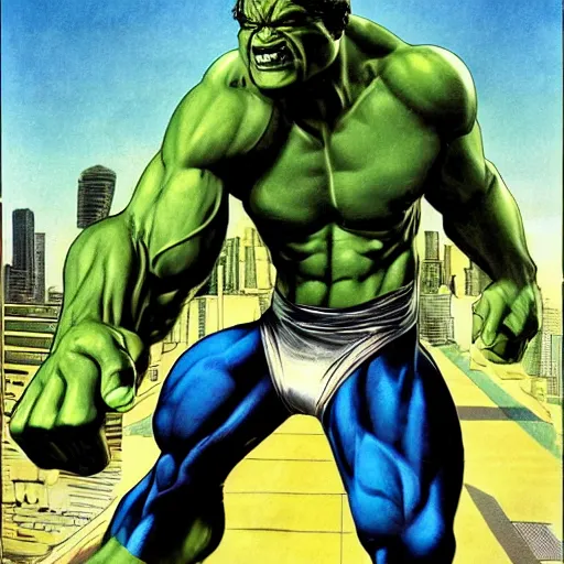 Prompt: hulk with the face of jacque fresco