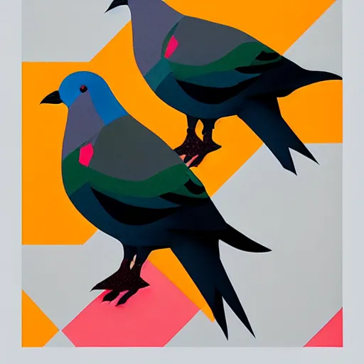 Image similar to real Pigeon profile picture by Sachin Teng, asymmetrical, Organic bird Painting , Matte Painting, geometric shapes, hard edges, graffiti, street art:2 by Sachin Teng:4