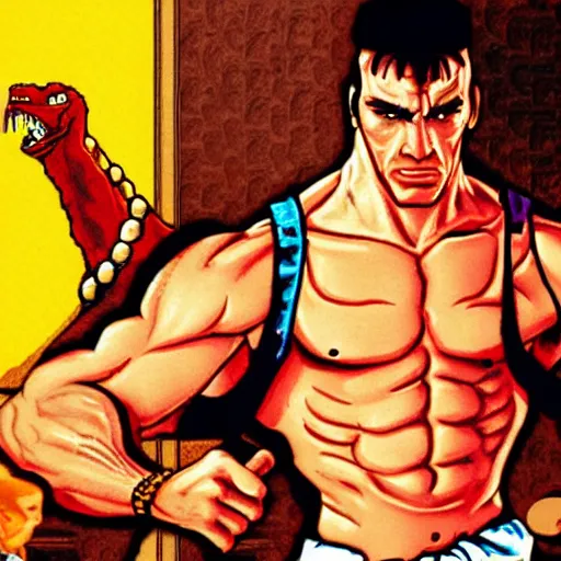 Prompt: portrait of daniel day - lewis in double dragon video game splash screen