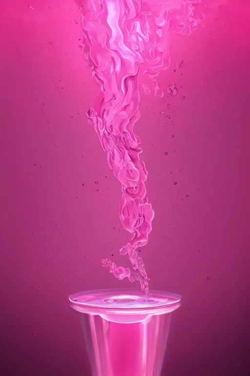 Prompt: Pink Vapor Inhalation Machine Conected to a Vat of Pink Liquid by a Tube, fantasy, magic, ultra detailed, digital art, trending on artstation, illustration