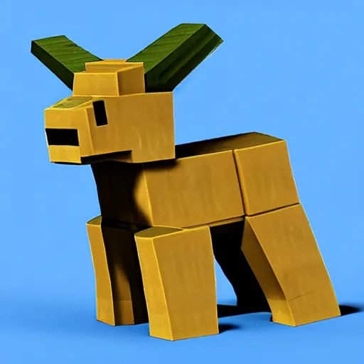 Image similar to a three dimensional model of a minecraft kangaroo mob