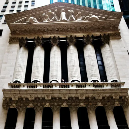 Prompt: new york stock exchange abandoned & overgrown
